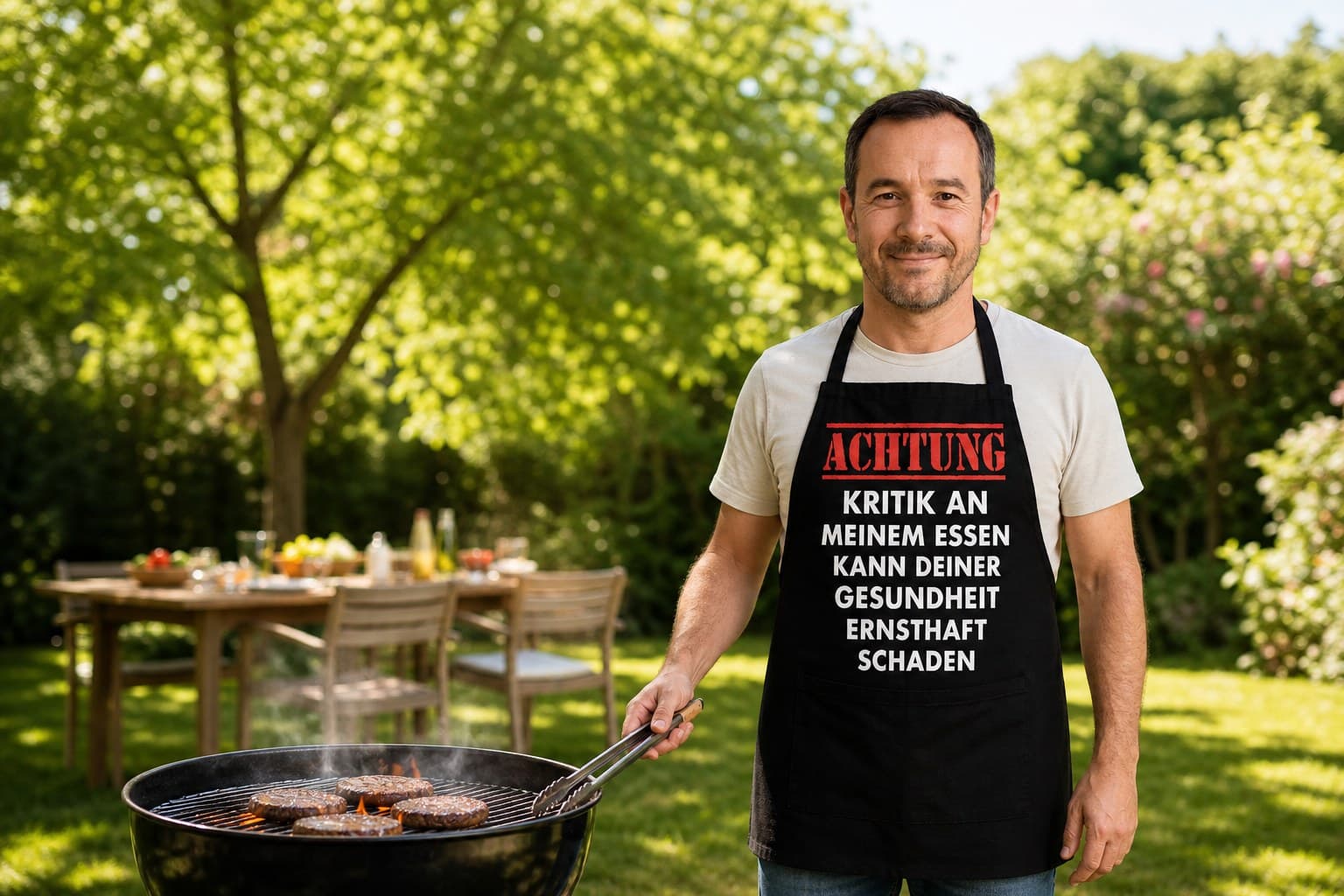 Am Griller in der Schürze Achtung, Kritik an meinem Essen – Top-tees-at.com