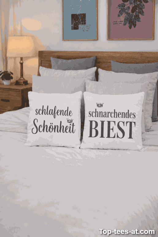 Pärchen Kissen Set Schlafende Schönheit Schnarchendes Biest